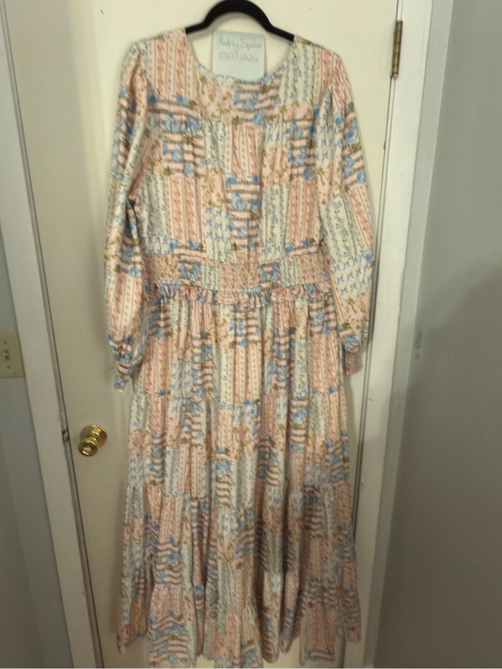 JessaKae Garden Rose Patchwork Maxi Dress Pink, Blue & Cream Floral Patchwork - Picture 2 of 4